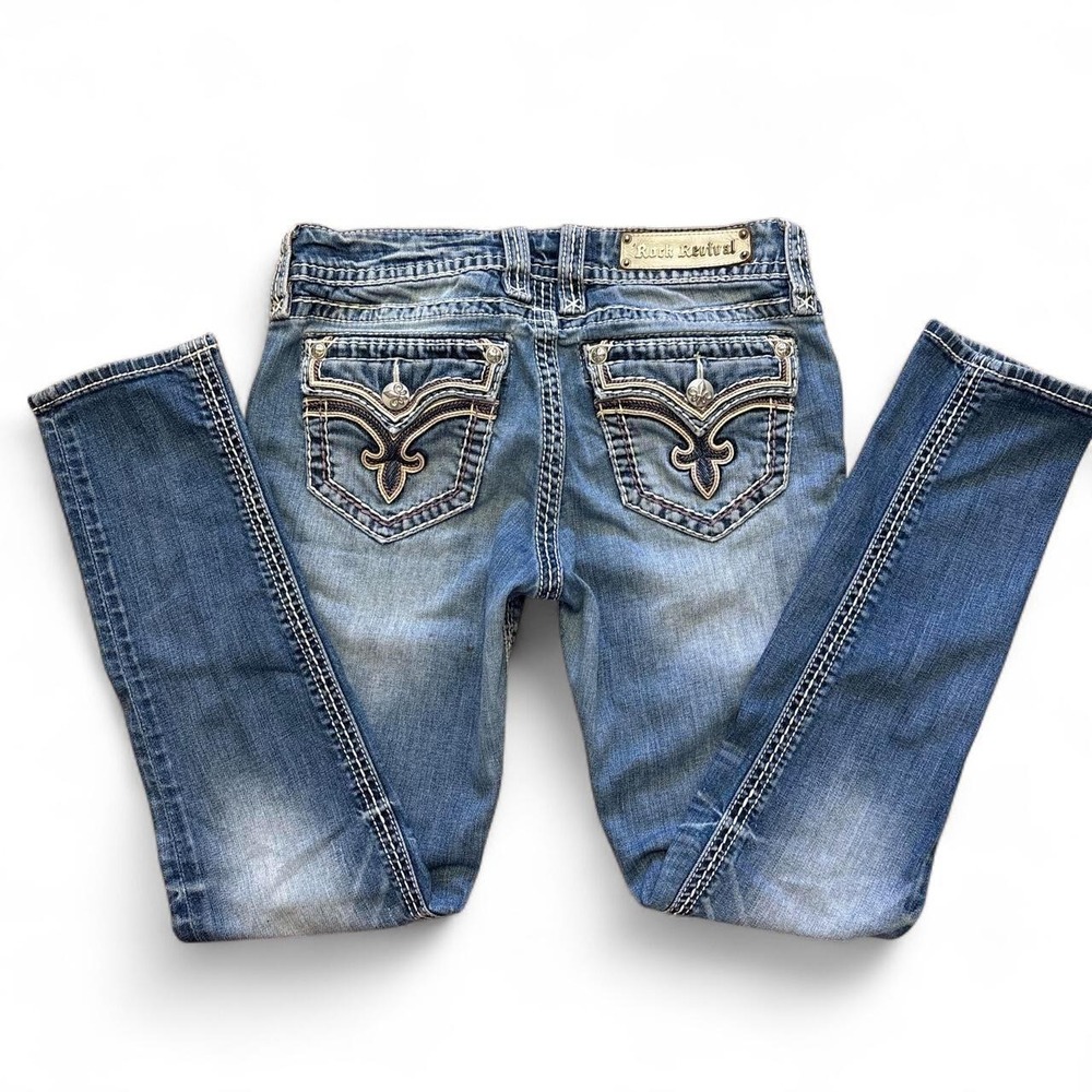 Rock revival ankle skinny jeans with silver detailing